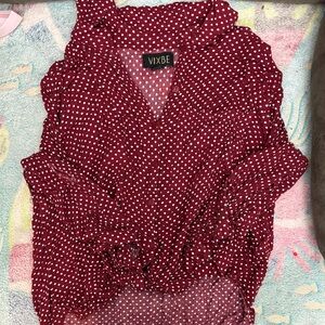 Women's Burgundy Polka Dot Blouse